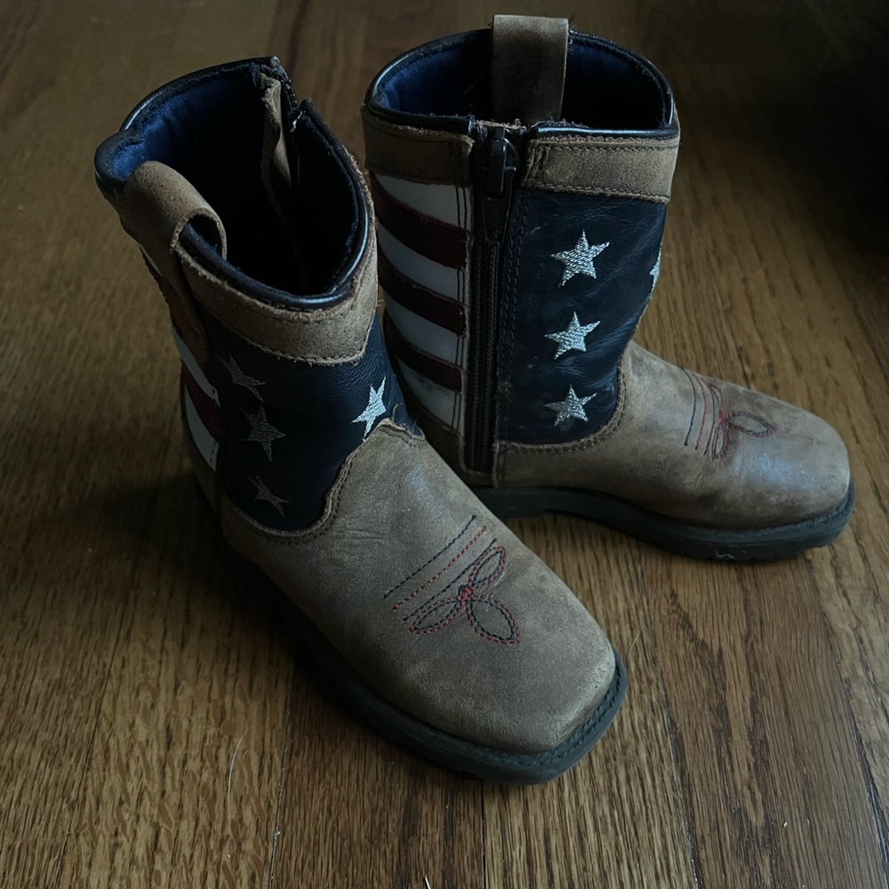 Brown and Blue Western Boots with Star Accents